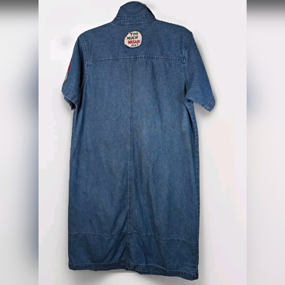 Denim Dress L Embellished Sushi Patches Upcycled - Picture 2 of 10